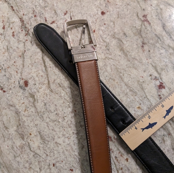 Dockers Men's Belt Size XL 42 - 44 Two Tone Black & Brown Silver Tone Buckle EUC - Picture 6 of 8